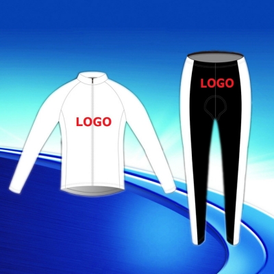 Custom design winter thermal fleece cycling jersey long sleeve and pants gel pad set